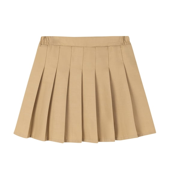 Alkepwun Pleated Skirt GirlsSolid Versatile Stretch High Waisted Mini Skirt with Lining Comfortable Soft Durable Non-Transparent SchoolUniform Flowy Skirts