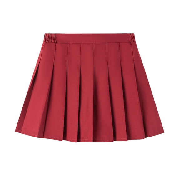 Alkepwun Pleated Skirt GirlsSolid Versatile Stretch High Waisted Mini Skirt with Lining Comfortable Soft Durable Non-Transparent SchoolUniform Flowy Skirts