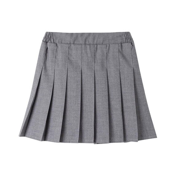 Alkepwun Pleated Skirt GirlsSolid Versatile Stretch High Waisted Mini Skirt with Lining Comfortable Soft Durable Non-Transparent SchoolUniform Flowy Skirts