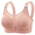 thumbnail image 1 of Alkepwun Plus Size Bras for Women Solid Color Lace Jacquard Wireless Push-Up Bra Side Support Lightweight Breathable Adjustable Straps Everyday Underwear, 1 of 7