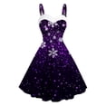 thumbnail image 1 of Alkepwun Plus Size Christmas Dresses for Women Vintage Gradient Color Snowflake Print Off Shoulder Party Slip Dress Sleeveless A-line Ruffled Hem Dress, 1 of 3