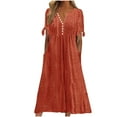 thumbnail image 1 of Alkepwun Plus Size Dresses Solid Color Button-Front V Neck Short Sleeve Hollow Out Long Dress Lightweight Comfort Breathable Pockets Beach Sundress, 1 of 6