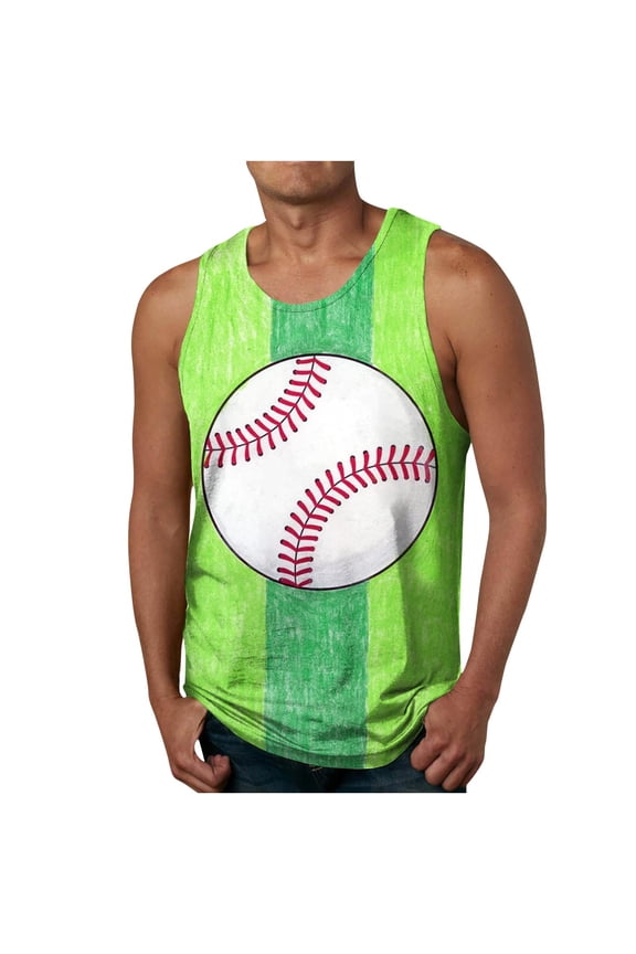 Plus Size Men's Baseball Graphic Tees Sleeveless Shirt Activewear Undershirt Muscle Tee Shirt Gym Workout Tank Tops