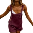 thumbnail image 1 of Alkepwun Plus Size Overalls Cotton Casual Comfort Breathable Short Bib Shortalls Summer Sleeveless Adjustable Straps Rompers with Pockets, 1 of 4