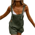 thumbnail image 1 of Alkepwun Plus Size Overalls Cotton Casual Comfort Breathable Short Bib Shortalls Summer Sleeveless Adjustable Straps Rompers with Pockets, 1 of 8