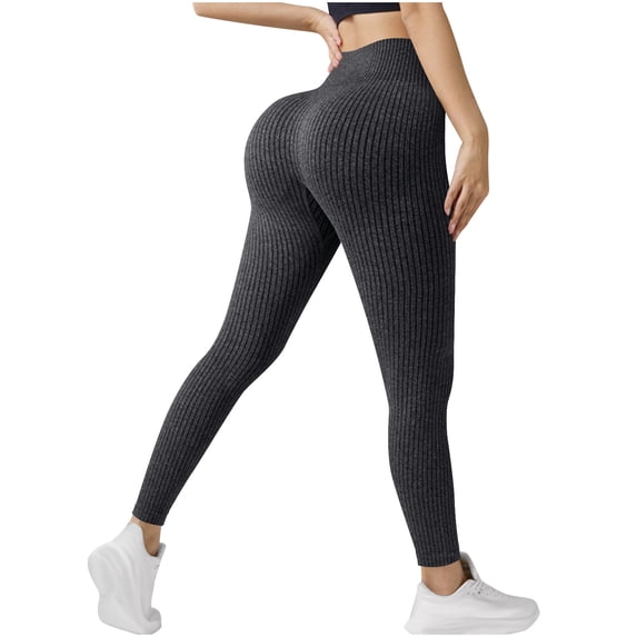 Alkepwun Plus Size Tights for Women Ribbed High Waisted Tummy Control Seamless Butt Lifting Leggings Soft Breathable Workout Gym Athletic Yoga Pants