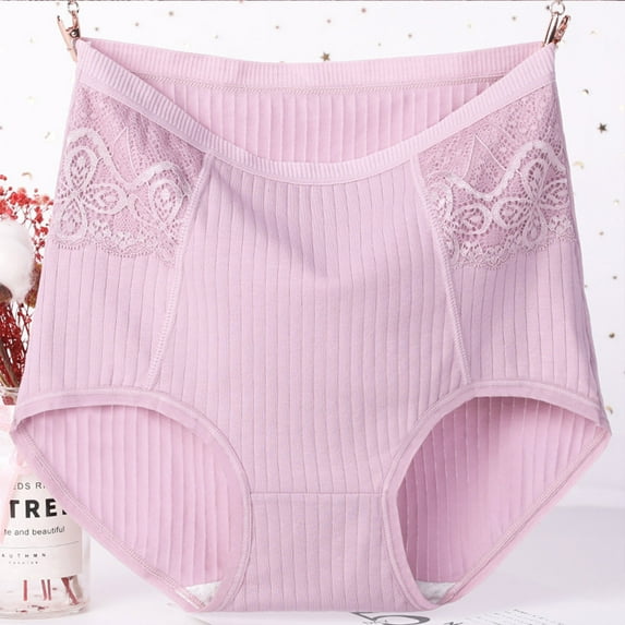 Alkepwun Plus Size Underwear for Women Soft Lace Cotton Panties Laidies High Waist Underpants Girls Breathable Full Coverage Briefs on Clearance