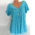 thumbnail image 1 of Alkepwun Plus Size Womens Summer Dressy Blouses V Neck Short Sleeve Tunic Tops for Leggings Casual Floral T-Shirts, 1 of 6