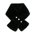 thumbnail image 1 of Alkepwun Plush Scarf for Women Winter Furry Faux Fur Loophole Short Scarf Soft Cozy Neck Warmer Wrap with buttons, 1 of 3