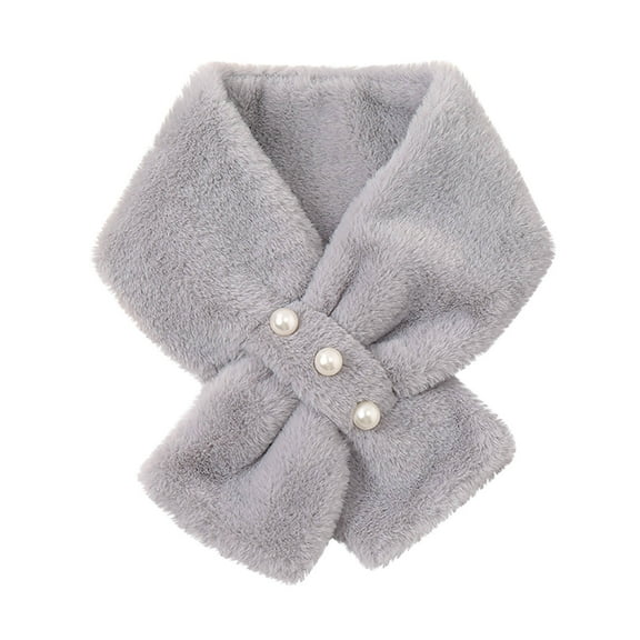 Alkepwun Plush Scarf for Women Winter Furry Faux Fur Loophole Short Scarf Soft Cozy Neck Warmer Wrap with buttons