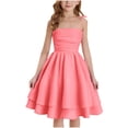 thumbnail image 1 of Alkepwun Prom Dresses for Girls Summer Solid Color Spaghetti Strap Textured Flowy Beach Sundress Sleeveless Round Neck Casual Party A-Line Tiered Dress, 1 of 9