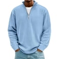 thumbnail image 1 of Alkepwun Quarter Zip Pullover Men Casual Long Sleeve Ribbed Knit Stand Collar Pullovers Sweaters Loose Plus Size Lightweigh Texture Tops, 1 of 3