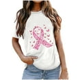 thumbnail image 1 of Alkepwun Ribbon Shirts for Women Breast Cancer Awareness T-Shirt Inspirational Breast Cancer Printed Round Neck Short Sleeve Blouse Tops, 1 of 2