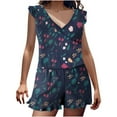 thumbnail image 1 of Alkepwun Romper Swimsuits for Women One Piece Bathing Suits Ruffle Wrap V Neck Swimwear Modest Cute Floral Beachwear, 1 of 4