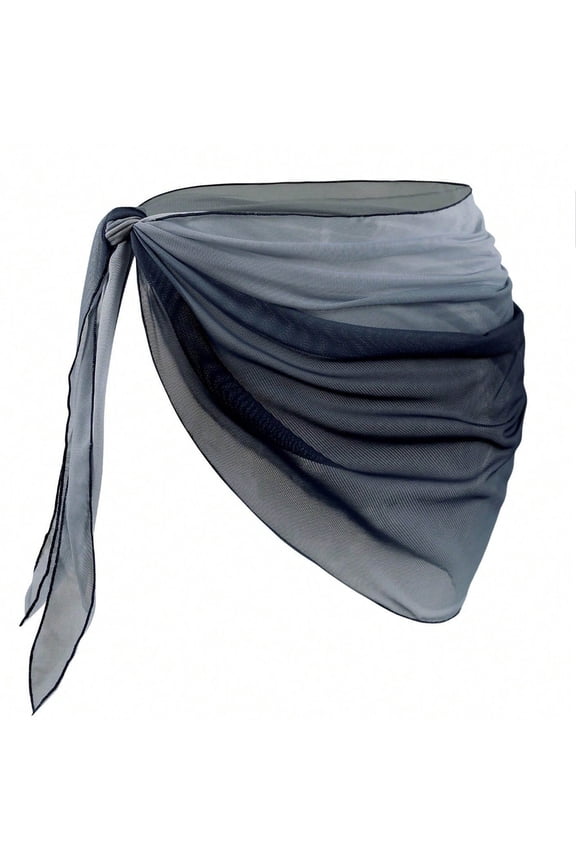 Sarong Coverups for Women Gradient Color One-Piece Triangle Mesh Sheer Cover Ups Chiffon Beach Bikini Wrap Skirt Boho Lightweight Pool Vacation Party Apron