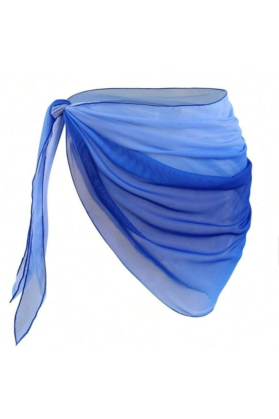 Sarong Coverups for Women Gradient Color One-Piece Triangle Mesh Sheer Cover Ups Chiffon Beach Bikini Wrap Skirt Boho Lightweight Pool Vacation Party Apron