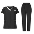 thumbnail image 1 of Alkepwun Scrub Sets for Woman Nurse Workwear Soft Stretch Contrast Pockets V Neck Tops with Scrub Pants, 1 of 6