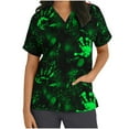 thumbnail image 1 of Alkepwun Scrub Tops Women Halloween Scrubs Spooky Print Nurse Uniforms Gifts Stretchy V Neck Blouse Short Sleeve T Shirts with Pockets, 1 of 5