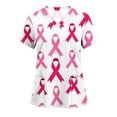 thumbnail image 1 of Alkepwun Scrubs for Women Short Sleeve Breast Cancer Shirts V-Neck Nurse Uniform Lightweight Durable Soft Stretch Pink Ribbon Working Uniform Medical Scrub Tops with Pockets, 1 of 3