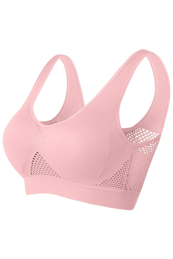 Seamless Bra Lightweight Wire Free Cooling Comfort Breathable Mesh Temperature Regulating Technology Bras Seamless Sports Anti Sagging High-Support Plus Size Pilates Underwear
