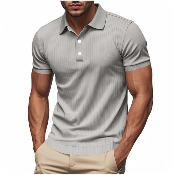 Alkepwun Short Sleeve Shirts for Men Solid-Color Collared Button-Down Pullover Business Shirt Moisture Wicking Casual Breathable Quick Dry Basic Golf Tops
