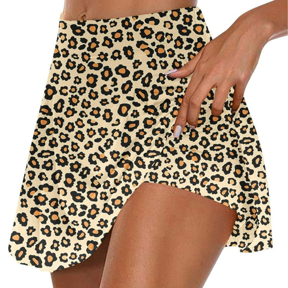 Alkepwun Skorts for Women Summer Casual Mini Beach Shorts Sexy Leopard Print Flowy Skirts 2025 Trendy Outfits