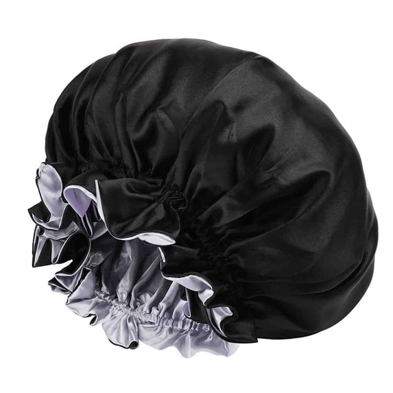 Alkepwun Sleeping Caps for Women Double-Layer Satin Stretch Wide-Brim Bath Hat Lightweight Comfortable Breathable Large Secure Sleep Cap