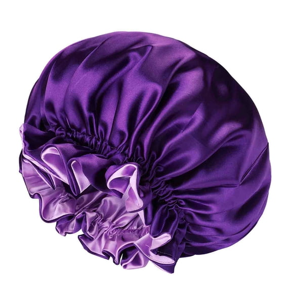 Alkepwun Sleeping Caps for Women Double-Layer Satin Stretch Wide-Brim Bath Hat Lightweight Comfortable Breathable Large Secure Sleep Cap