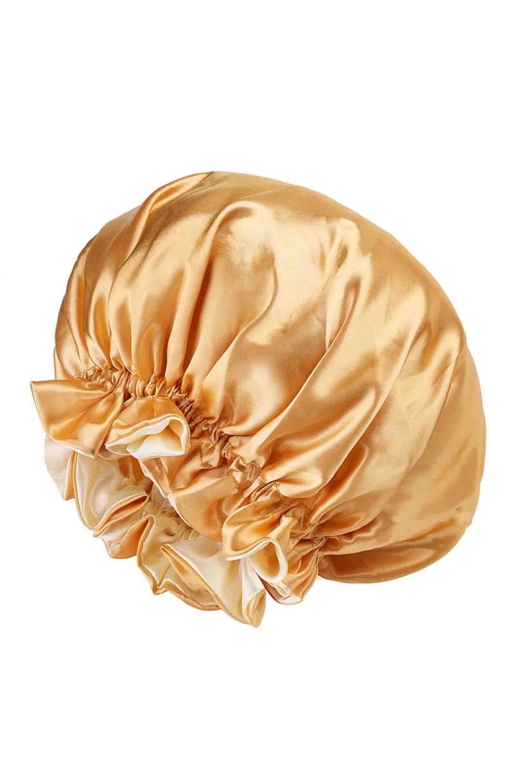 Sleeping Caps for Women Double-Layer Satin Stretch Wide-Brim Bath Hat Lightweight Comfortable Breathable Large Secure Sleep Cap