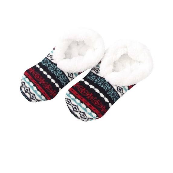 Alkepwun Slipper Socks for Women Bohemian Style Knit Anti-Slip Short Floor Socks Thick Fleece Lined Warmth House Socks Winter Cozy Christmas Gifts Soft Cozy Windproof Socks