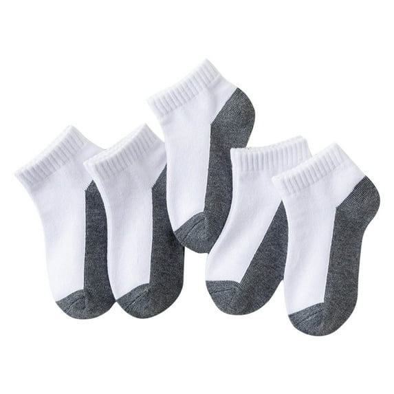 Alkepwun Soccer Socks Kids Thick Cotton Athletic Running Cushion Ankle Socks 5 Pairs Breathable Sweat-Wicking Color-Block Low Cut Heel Tab Youth Socks