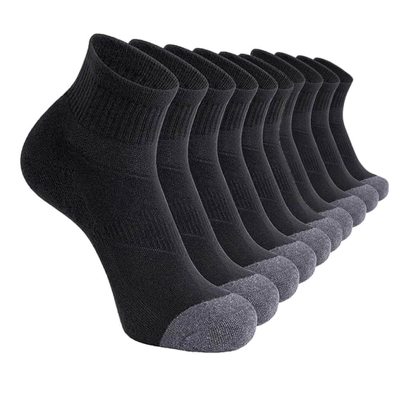 Alkepwun Socks for Men 100% Cotton Color-Block Moisture Wicking Breathable Non-Slip Mid-Calf Socks Lightweight Quick Dry Ribbed-Cuff Running Sports Quarter Socks 5pc