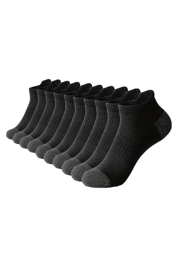 Socks for Men 100% Cotton Color-Block Moisture Wicking Breathable Non-Slip Mid-Calf Socks Lightweight Quick Dry Ribbed-Cuff Running Sports Quarter Socks 5pc