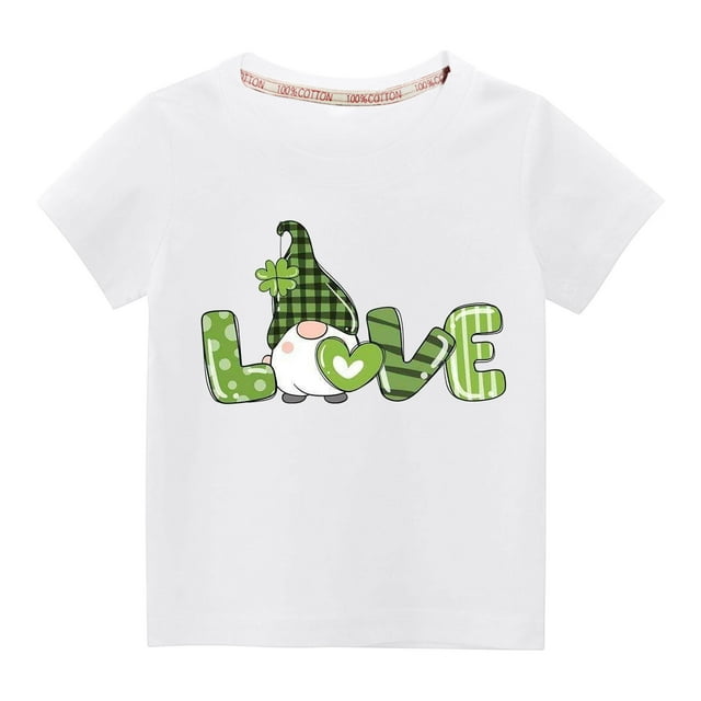 Alkepwun St Patricks Day Shirts Toddler Kids Short Sleeve Cute Gnomes ...