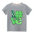 thumbnail image 1 of Alkepwun St Patricks Day Unisex Kids Short Sleeve Shirt Holiday Cute Love Shamrock Graphic Tees Boys Girls Cotton Tops 4-14 Years, 1 of 3