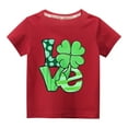 thumbnail image 1 of Alkepwun St Patricks Day Unisex Kids Short Sleeve Shirt Holiday Cute Love Shamrock Graphic Tees Boys Girls Cotton Tops 4-14 Years, 1 of 3