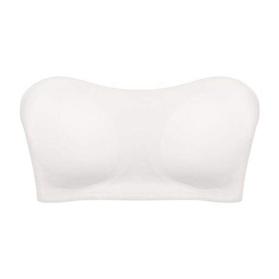Alkepwun Strapless Bra for Women Crossover Side Closure Non-Slip Silicone Padded Bandeau Bras Wireless Tube Top Bra