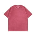 thumbnail image 1 of Alkepwun Summer Tops Men's Distressed Solid-Color Vintage Casual Short-Sleeve Shirt Loose Cotton Crew Neck Breathable Streetwear Tee, 1 of 4