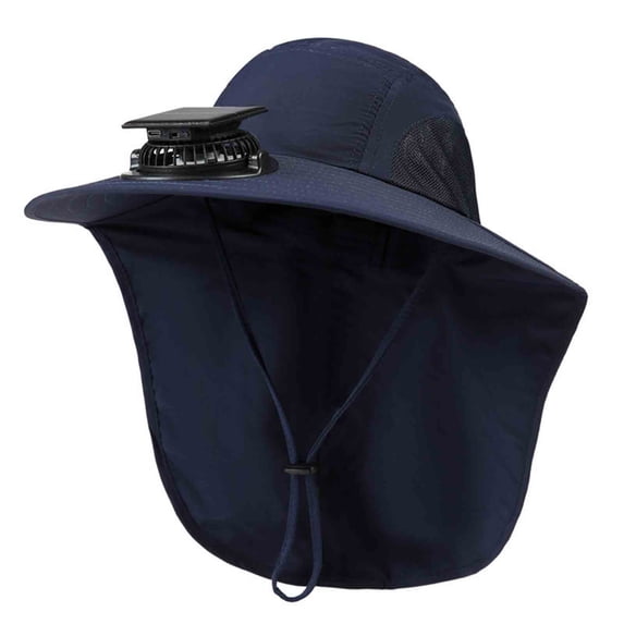 Alkepwun Sun Hats for Men Wide Brim Solar Fan Sun Cap with Neck Flap Unisex Adjustable Chin Strap Outdoor Hiking Camping Waterproof Fishing Hat