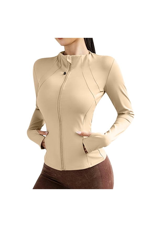 Sun Protection Clothing Women Long Sleeve Hoodless Mock Neck 3D-Cut Slim Full Zip Athletic Jackets UPF 50+ Golf Athletic Lightweight Coat with Pockets