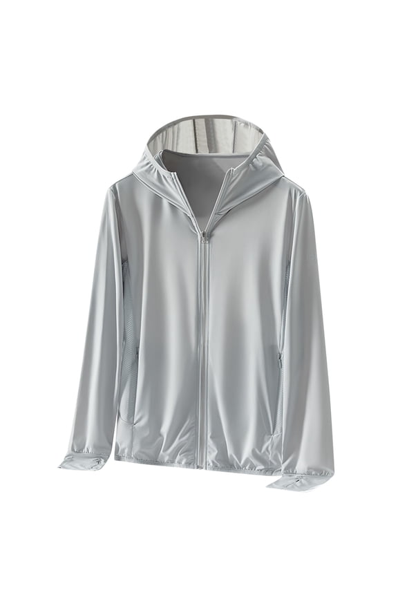 Sunscreen Shirts for Women Solid Hooded Long Sleeve Ice Silk UV-Blocking Zipper Jacket Mesh Breathable Lightweight Comfort Pockets Sun Protection Coat