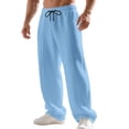 thumbnail image 1 of Alkepwun Sweat Pants for Mens Waffle Baggy Casual Elastic Waist Drawstring Sweatpants Solid Straight Pockets Lightweight Breathable Loose Stretch Joggers, 1 of 9