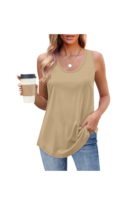 Tank Tops Women's Scoop Neck Sleeveless Gym Yoga Workout Tops Lightweight Flowy Summer Tee Shirts