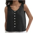 thumbnail image 1 of Alkepwun Tank Tops for Women Crewneck Casual Summer Button Down Sleeveless Blouse Tank Loose Solid Basic Lightweight Breathable Top, 1 of 8
