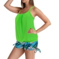 thumbnail image 1 of Alkepwun Tankini Bathing Suits for Women Blouson Tankini Set Two Piece Swimsuit Tummy Control Tie Knot Swim Tank Top with Boy Shorts, 1 of 5