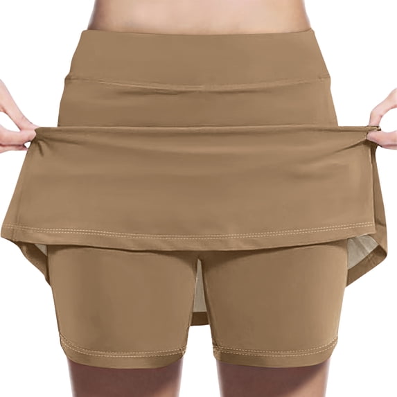 Alkepwun Tennis Skirts for Girls Solid Stretch High Waist Lightweight Athletic Mini Skirt with Shorts Lining Comfortable Breathable A-Line Golf Tennis Cheer Running Skirt