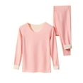thumbnail image 1 of Alkepwun Thermal Wear for Women Crew Neck Long Sleeve Casual Thermal Comfort Cold Weather Top Pants Set Brushed High-Stretch Dual-Color Thermal Windproof Seamless Underwear Set, 1 of 2