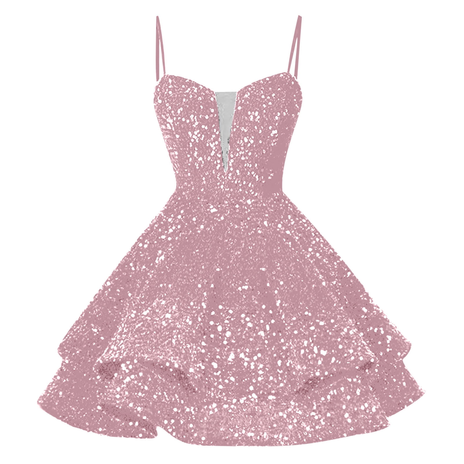 Alkepwun Tiered Dress Women V Neck Spaghetti Straps Sequin Short Graduation  Dresses A Line Hem Full-Skirted Mini Dress Sweet 16 Photo Shoot Cocktail  Gown - Walmart.com
