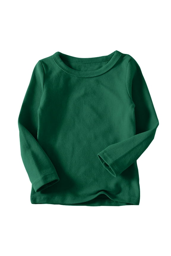 Toddler Baby Boy Girl Basic Solid Plain Cotton T Shirts Girls Spring Fall Clothes Kids Long Sleeve T Shirts Crewneck Tops