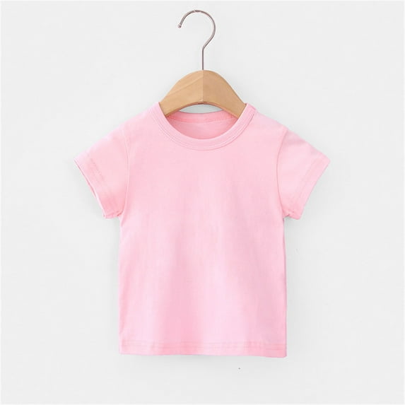 Alkepwun Toddler Baby Boys Solid Short Sleeve T Shirts Baby Girls Summer Clothes Unisex Infant Crew Neck Cotton Tees